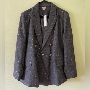 NWT Chicos Pant Suit in Sparkle Black Sz 2